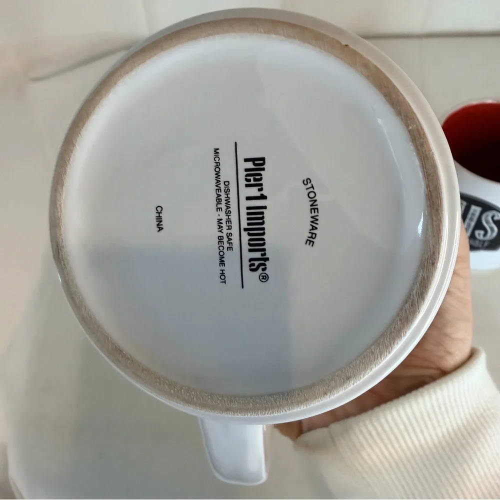 PIER 1 IMPORTS Mug Set of 2 His Hers BETTER HALF Coffee Style Cup Mug